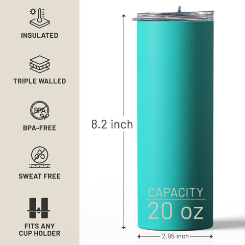 Blue, Teal, Pink, Tiffany - 20 oz Tumblers with Straws and Lids