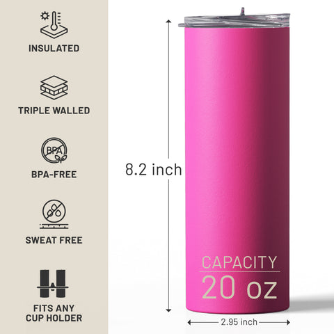 Black, Teal, Pink, White - 20 oz Tumblers with Straws and Lids