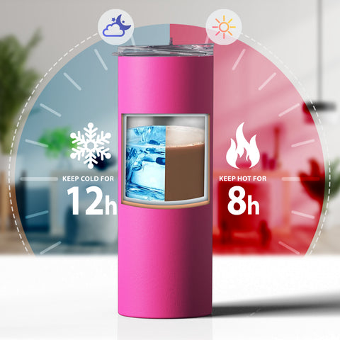 Hot Pink, 20 oz Tumblers with Straws and Lids