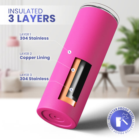 Hot Pink, 20 oz Tumblers with Straws and Lids