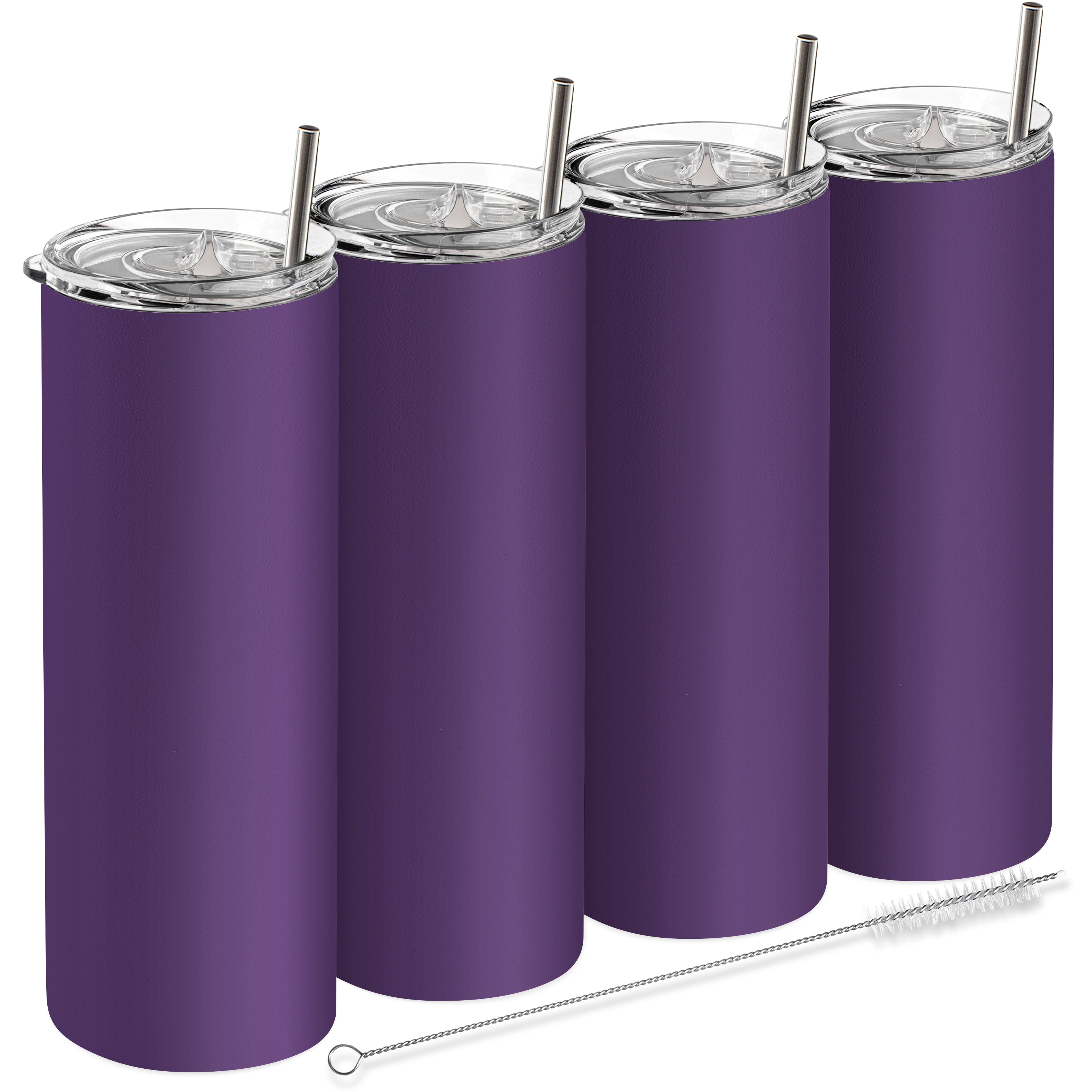 Purple, 20 oz Tumblers with Straws and Lids