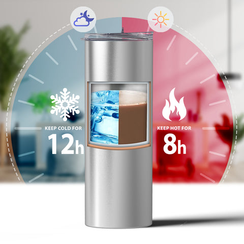 Silver, 20 oz Tumblers with Straws and Lids