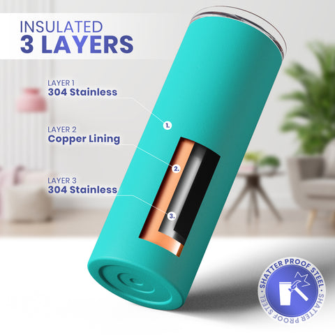 Teal, 20 oz Tumblers with Straws and Lids