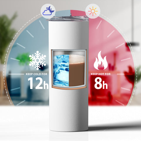 White, 20 oz Tumblers with Straws and Lids