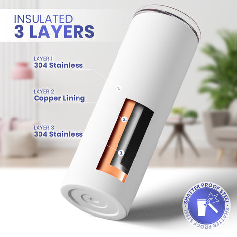 White, 20 oz Tumblers with Straws and Lids