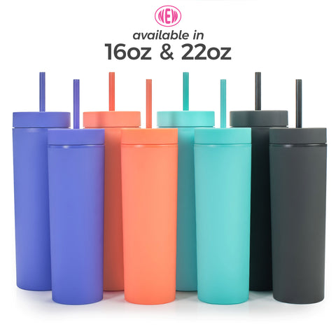 Black, Coral, Purple, Teal - 16 oz Acrylic Tumblers with Straws and Lids