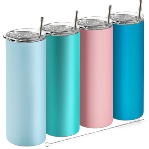 Blue, Teal, Pink, Tiffany - 20 oz Tumblers with Straws and Lids