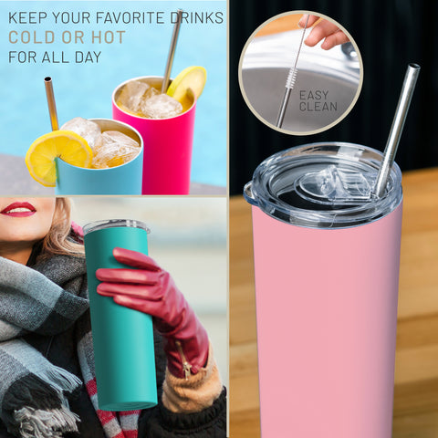 Blue, Teal, Pink, Tiffany - 20 oz Tumblers with Straws and Lids