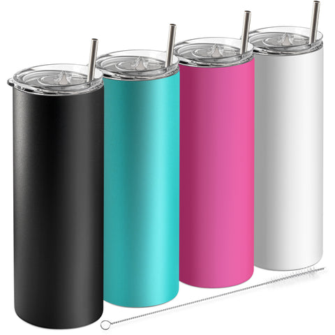 20oz Skinny Tumbler With Straw and Lid - Hot Pink