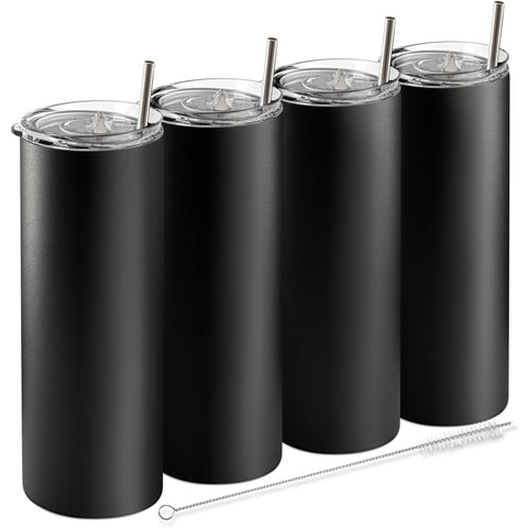 Black, 20 oz Tumblers with Straws and Lids