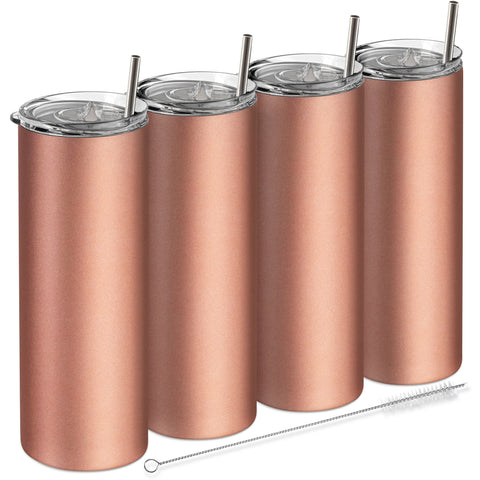 Rose Gold, 20 oz Tumblers with Straws and Lids