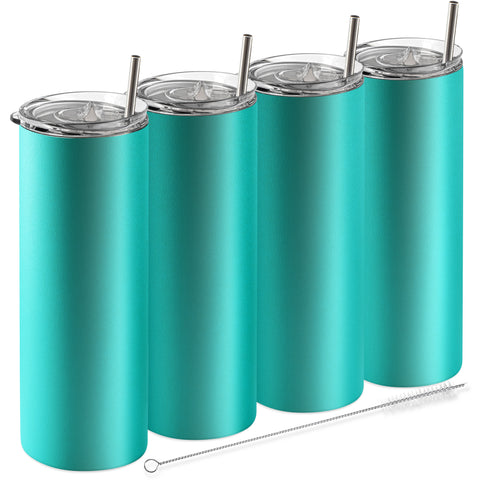 Teal, 20 oz Tumblers with Straws and Lids