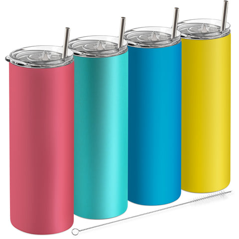 Wine Red, Teal, Tiffany, Yellow - 20 oz Tumblers with Straws and Lids